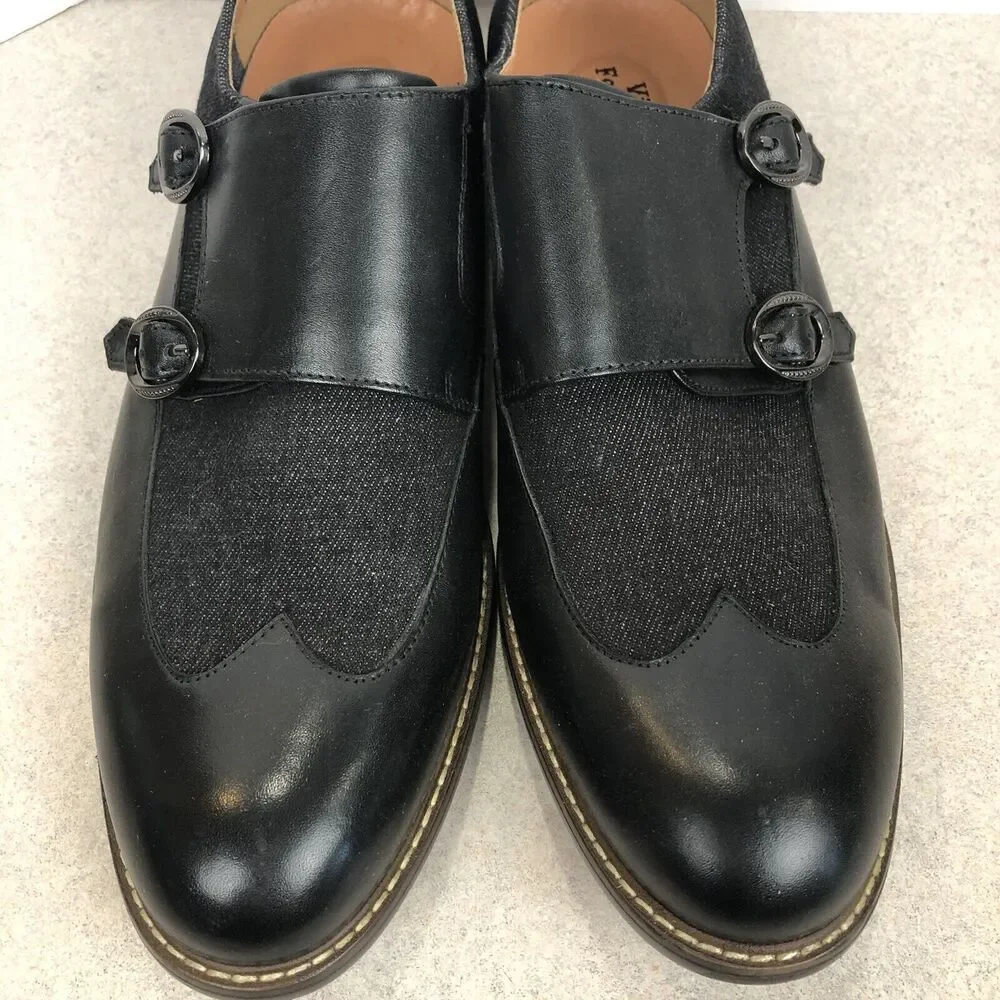 VINTAGE FOUNDRY CO Men's Morgan Monk Strap Shoes Black Size 10 Dress‎ Shoe
